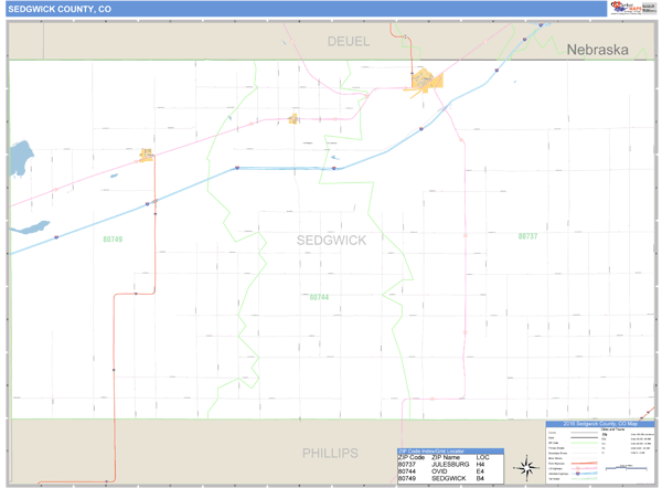 Sedgwick County, Colorado Zip Code Wall Map Market Maps (IDI)