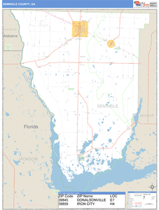 Seminole County, Georgia Zip Code Wall Map