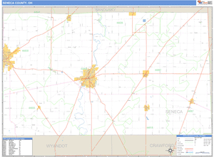 Seneca County, Ohio Zip Code Wall Map