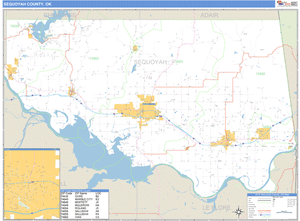 Sequoyah County, Oklahoma Zip Code Wall Map