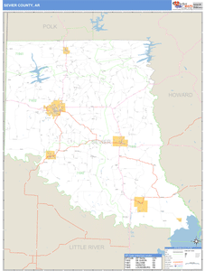 Sevier County, Arkansas Zip Code Wall Map
