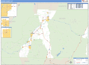 Sevier County, Utah Zip Code Wall Map