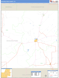 Shackelford County, Texas Zip Code Wall Map