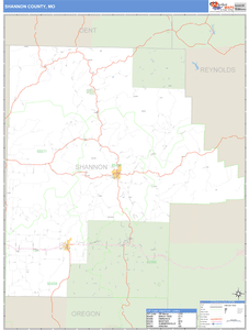 Shannon County, Missouri Zip Code Wall Map