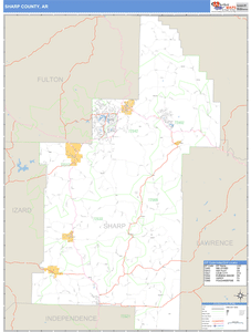 Sharp County, Arkansas Zip Code Wall Map