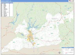 Shasta County, California Zip Code Wall Map