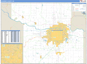 Shawnee County, Kansas Zip Code Wall Map