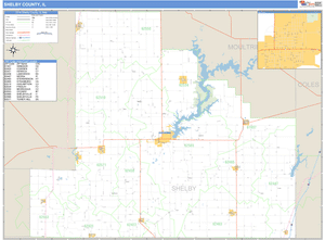 Shelby County, Illinois Zip Code Wall Map
