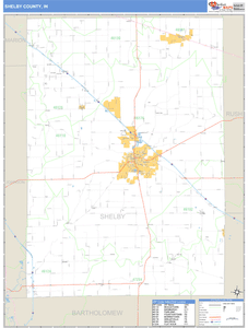 Shelby County, Indiana Zip Code Wall Map