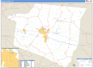 Shelby County, Kentucky Zip Code Wall Map