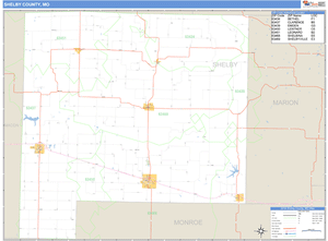 Shelby County, Missouri Zip Code Wall Map