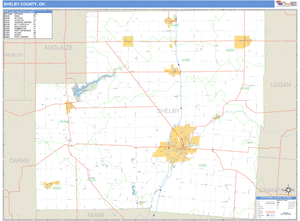 Shelby County, Ohio Zip Code Wall Map