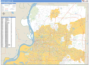 Shelby County, Tennessee Zip Code Wall Map