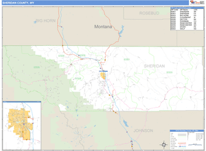 Sheridan County, Wyoming Zip Code Wall Map