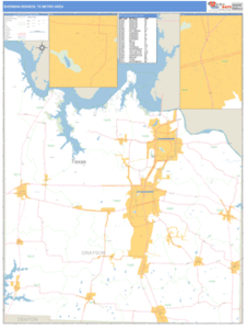 Sherman-Denison, Texas Metro Area Wall Map