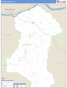 Sherman County, Oregon Zip Code Wall Map
