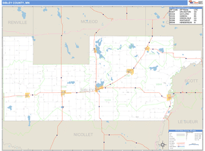 Sibley County, Minnesota Zip Code Wall Map
