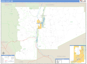 Sierra County, New Mexico Zip Code Wall Map
