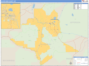 Silver Bow County, Montana Zip Code Wall Map