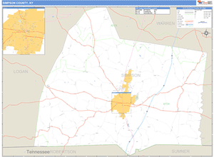Simpson County, Kentucky Zip Code Wall Map