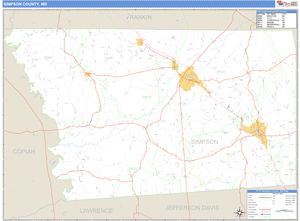 Simpson County, Mississippi Zip Code Wall Map