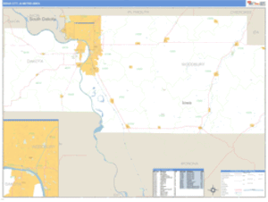 Sioux City, Iowa Metro Area Wall Map