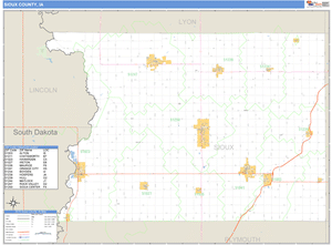 Sioux County, Iowa Zip Code Wall Map