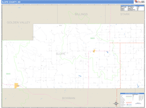 Slope County, North Dakota Zip Code Wall Map