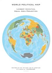 World Political Hexagons, Lambert Azimuthal Equal Area projection centered on 15 East by Oxford Cartographers Eastview