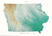 Iowa, Physical, Laminated Wall Map by Raven Maps Eastview