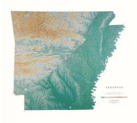 Arkansas, Physical Wall Map by Raven Maps Eastview