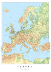 Europe Topographic Wall Map by Oxford Cartographers Eastview