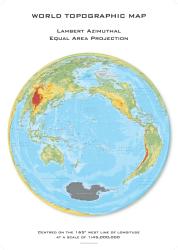 World Topographic Hexagons, Lambert Azimuthal Equal Area projection centred on 165 West by Oxford Cartographers Eastview