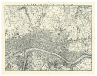Historic Map of London in 1745, Black and White by Oxford Cartographers Eastview