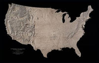 USA, Landforms and Drainage, Black & White Wall Map by Raven Maps Eastview