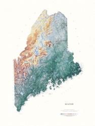 Maine, Physical, Laminated Wall Map by Raven Maps Eastview