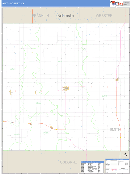 Smith County, Kansas Zip Code Wall Map Market Maps (IDI)
