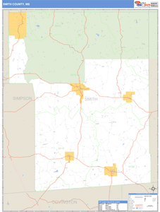 Smith County, Mississippi Zip Code Wall Map