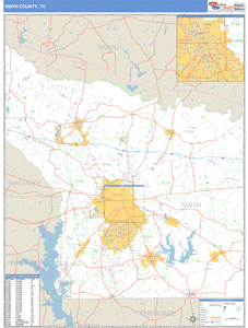 Smith County, Texas Zip Code Wall Map