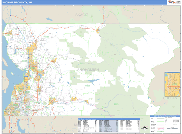 Snohomish County, Washington Zip Code Wall Map Market Maps (IDI)