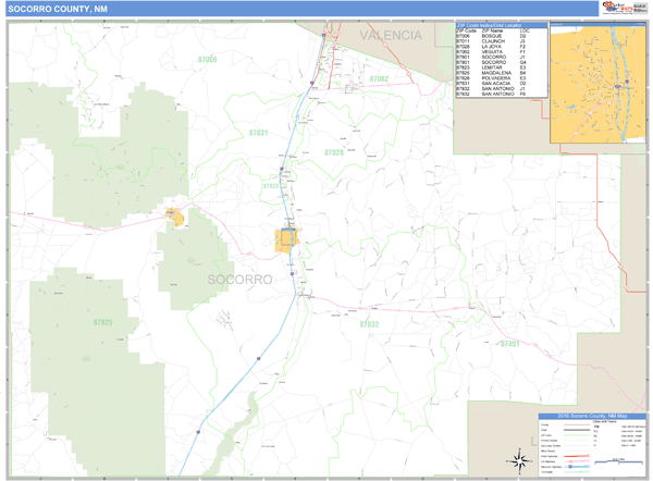 Socorro County, New Mexico Zip Code Wall Map Market Maps (IDI)