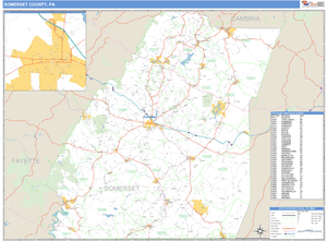 Somerset County, Pennsylvania Zip Code Wall Map