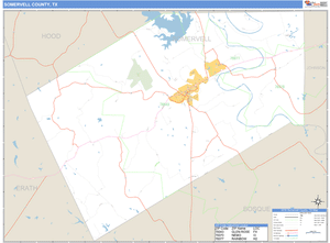 Somervell County, Texas Zip Code Wall Map