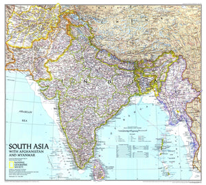 South Asia With Afghanistan And Myanmar Map 1997