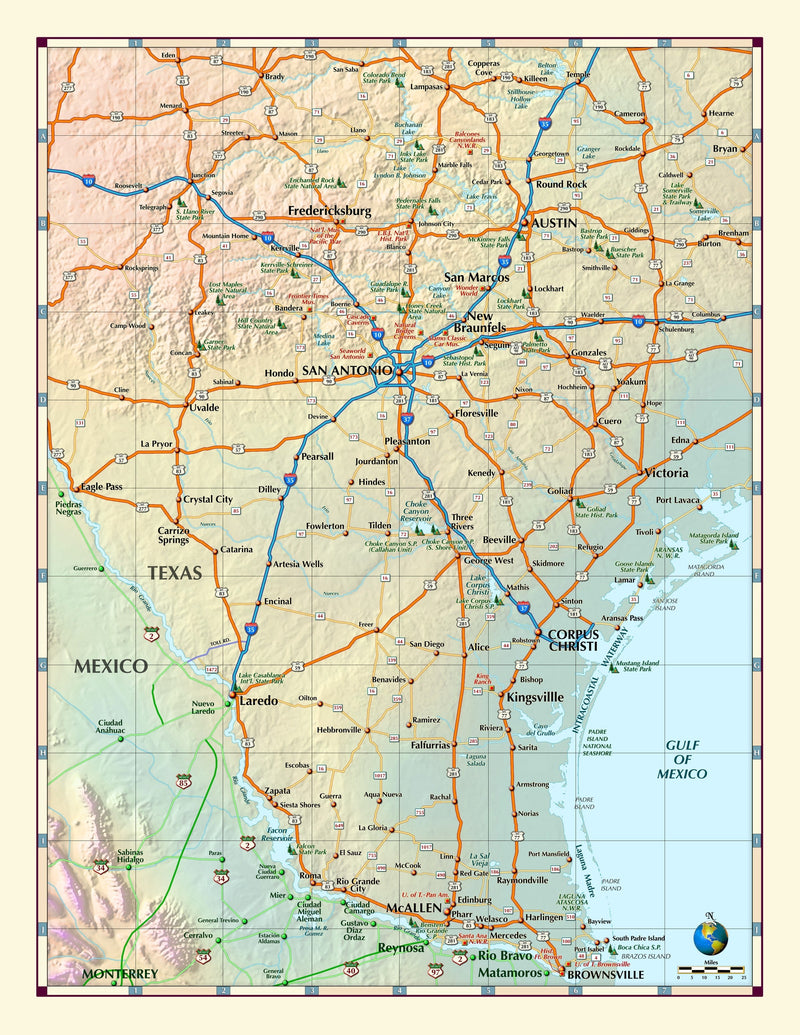 Southern Texas Wall Map Maps.com