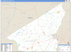 Southampton County, Virginia Zip Code Wall Map