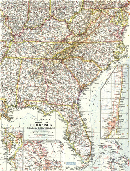 Southeastern United States Map 1958 Maps.com