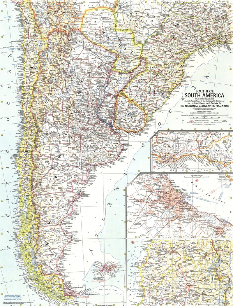Southern South America Map 1958 Maps.com