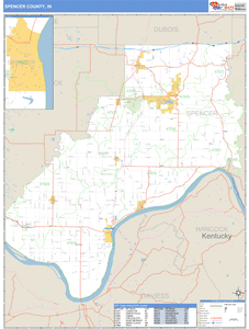 Spencer County, Indiana Zip Code Wall Map