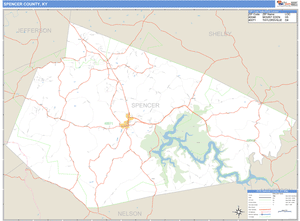 Spencer County, Kentucky Zip Code Wall Map